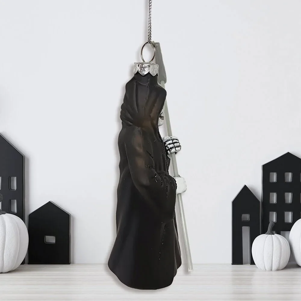 Grim Reaper Horror Glass Ornament, Spooky Halloween Christmas Tree Resin Decora